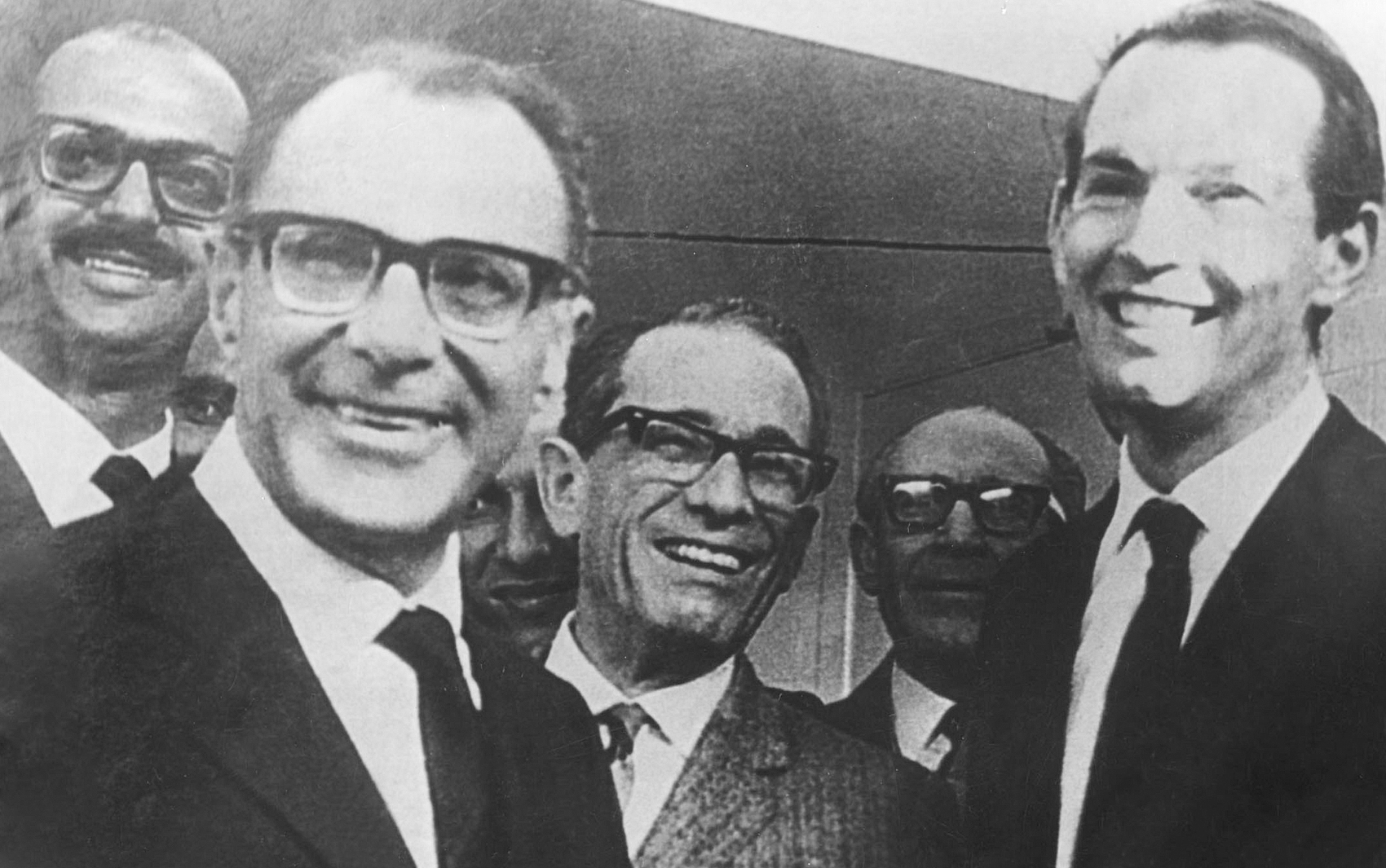 Da esquerda para direita: Adib Jatene, Dante Pazzanese, Euryclides de Jesus Zerbini, Campos Freire e Christiaan Barnard em foto de 25 de setembro de 1968.