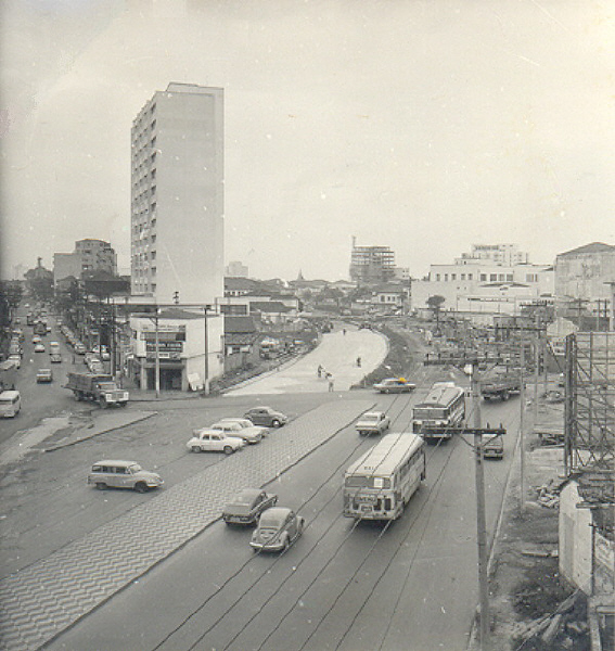 Obras civis da Estação Vila Mariana, na Rua Domingos de Morais com a Noé de Azevedo, em 1970.