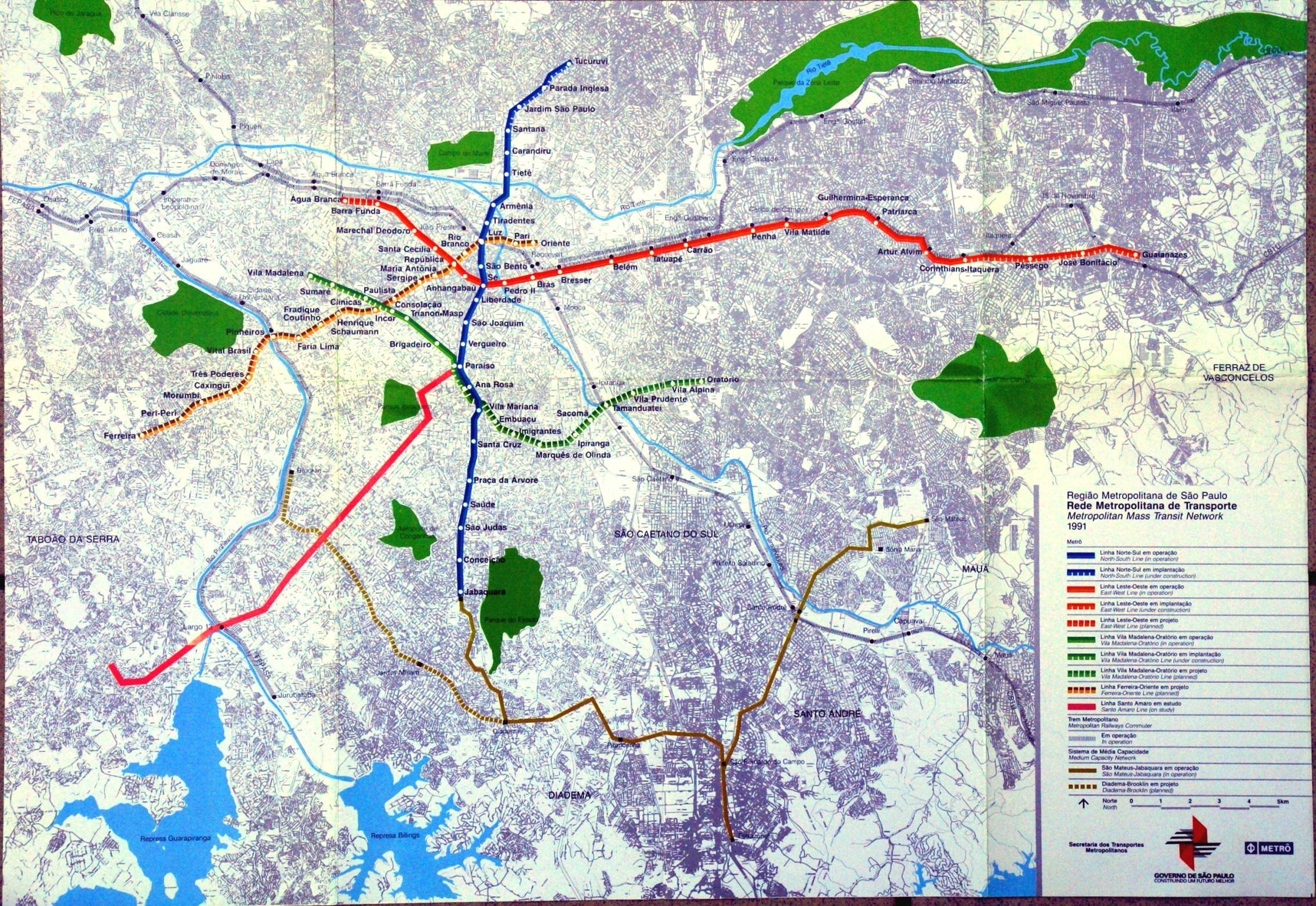 Plano do Metrô datado de 1991.